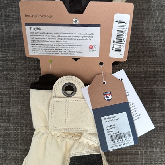 HESTRA Tarfala Gloves - ski/snowboard gloves- charcoal and cream goat leather - Picture 5 of 5